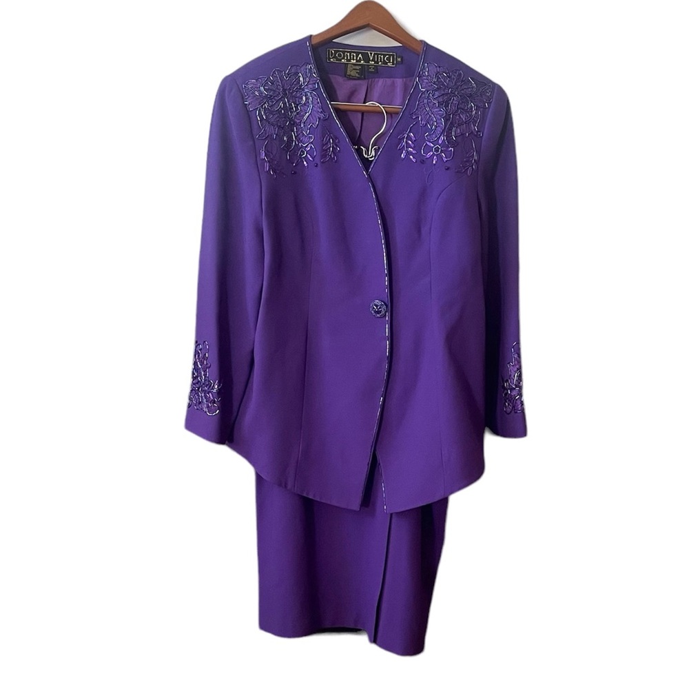 Donna Vinci Couture 2-Piece Beaded Skirt Suit